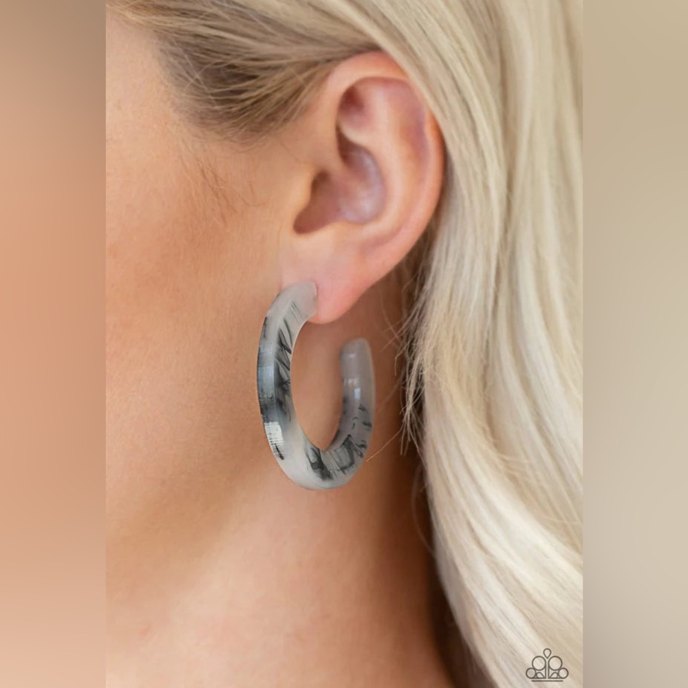 Oceanside Oasis black Hoop Earrings